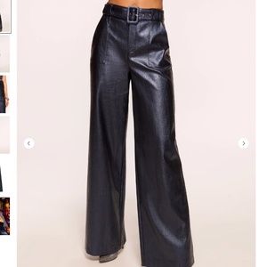 Navy croc-embossed faux leather pant